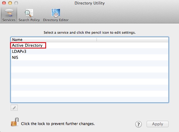  active directory shown at the top of list
