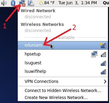 How to select the eduroam network.