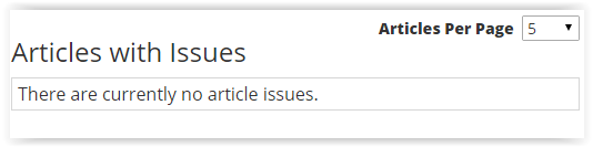 'articles with issues' section. 