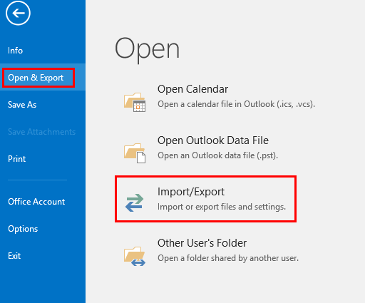 the open and export button along with the import button in the main window