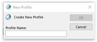 entering new profile name while setting up outlook