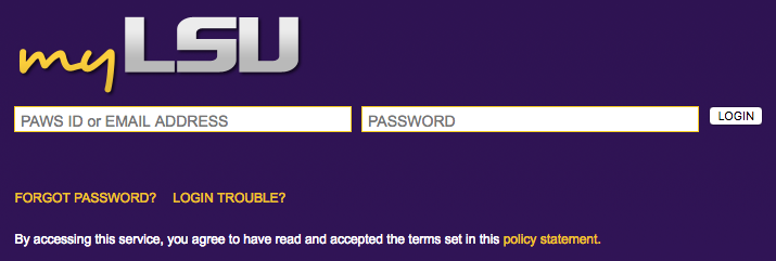 myLSU portal sign-in page. 