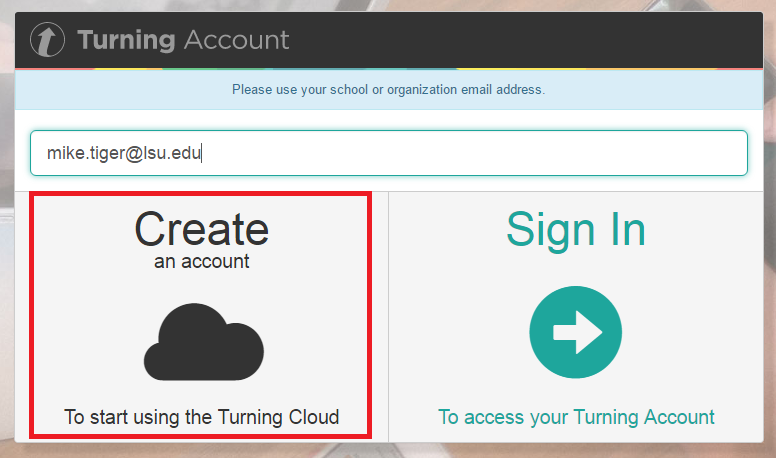 create an account button