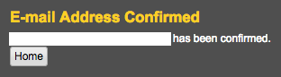 E-mail Address Confirmation page
