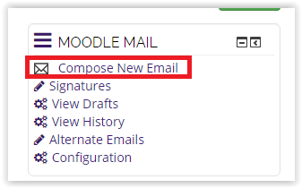 compose new moodle email button 