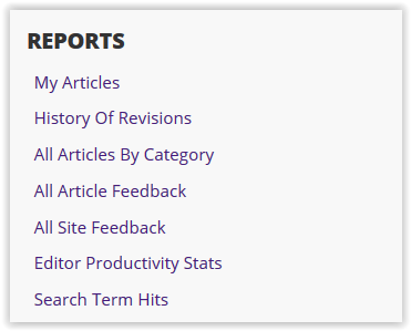 report queues with my articles or history of revisions as options and more.