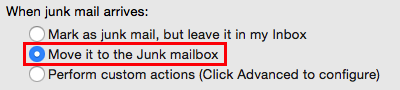 Preferences settings - Move it to the junk mailbox