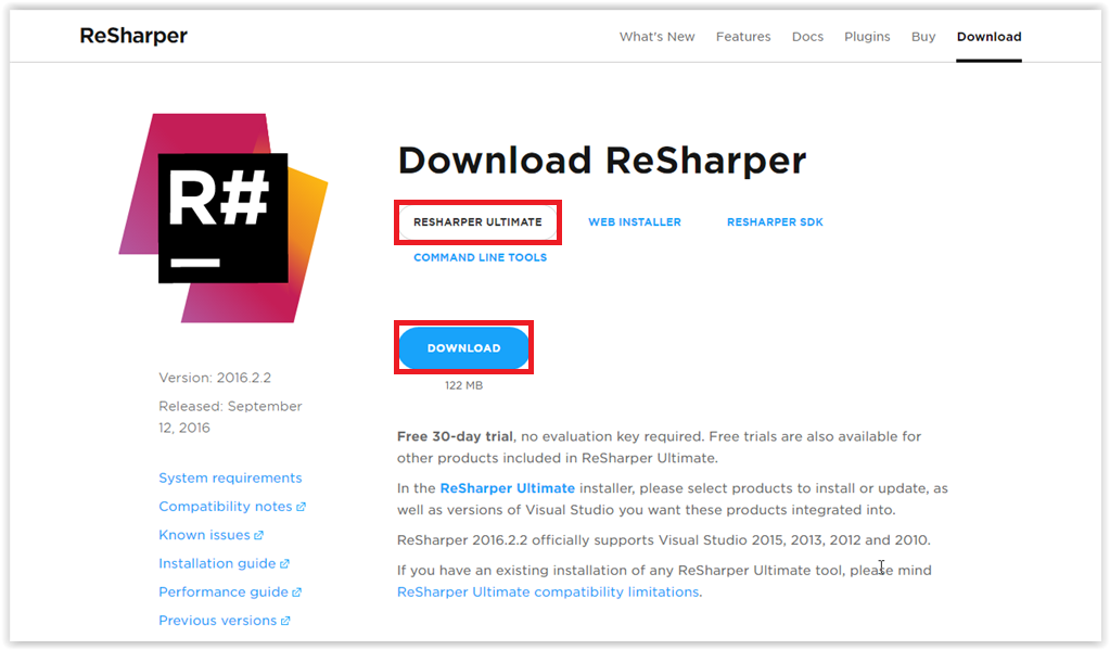ReSharper Ultimate download button