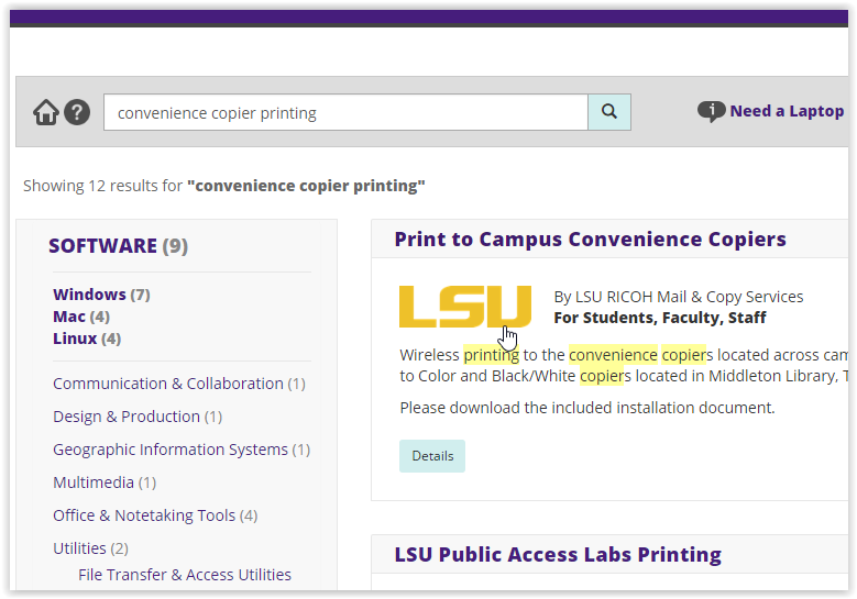 Print to Campus Convenience Copiers link to article