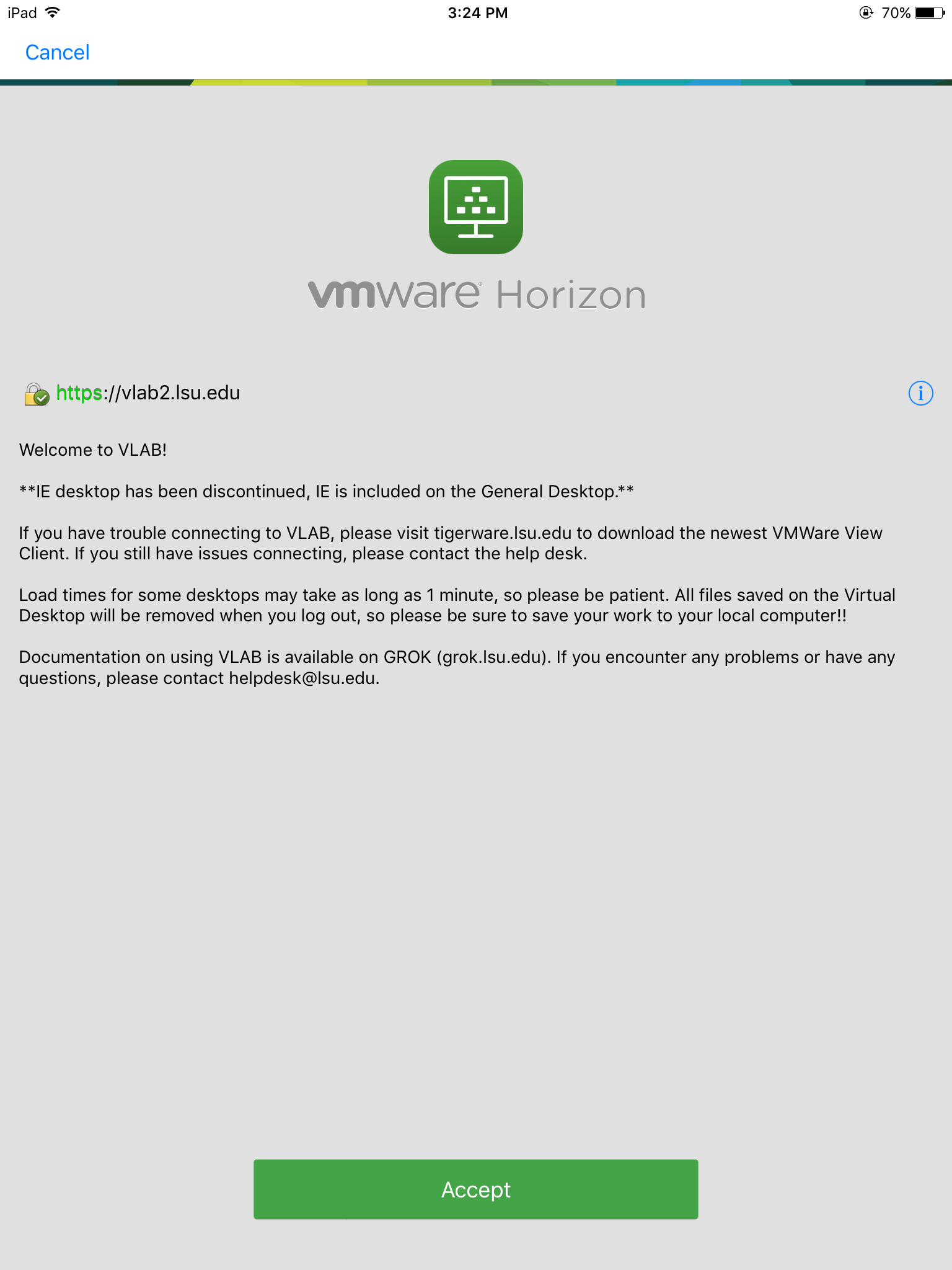 VMware accept button.