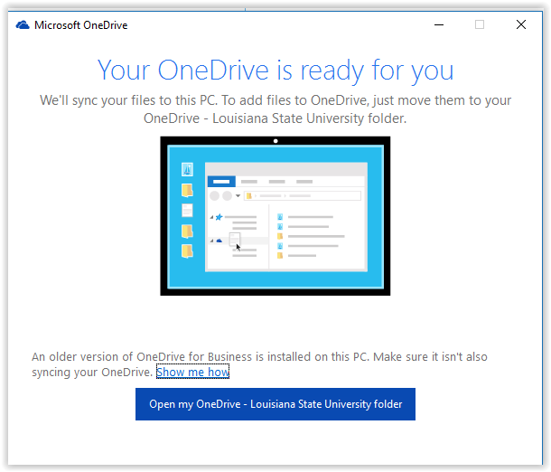opening onedrive after syncing 