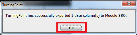 Moodle exporting successful OK button