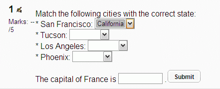 Embedded answer question results in drop down boxes