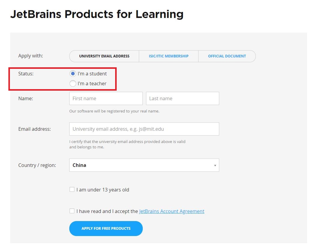 JetBrains Signup Page