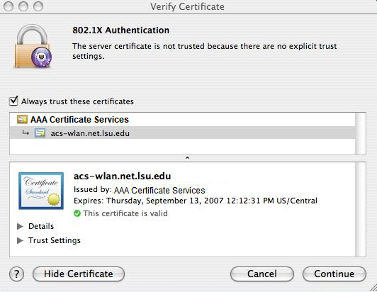  certificate verification window
