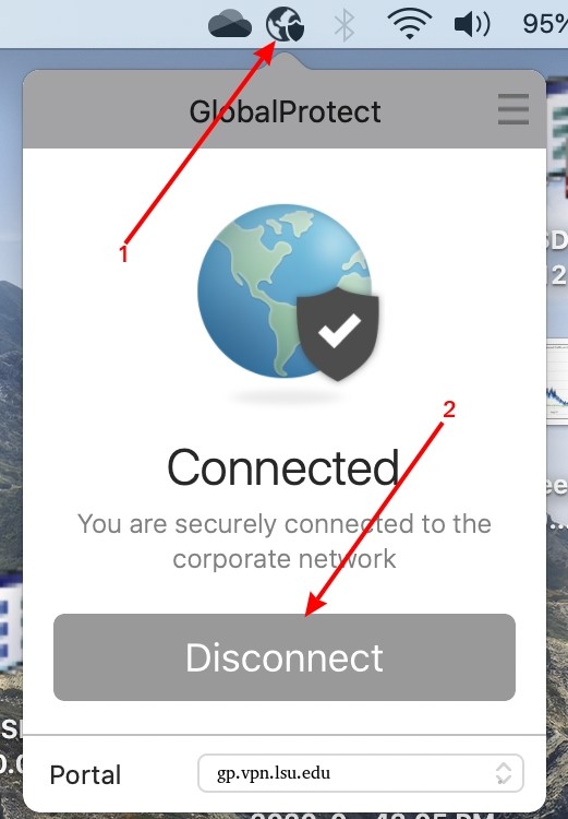 Disconnect button on GlobalProtect VPN