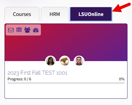LSUOnline tab on the My Courses page of Moodle