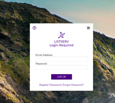 listserv sign in window and log in button
