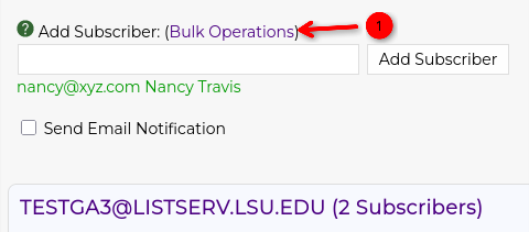 bulk operations link highlighted